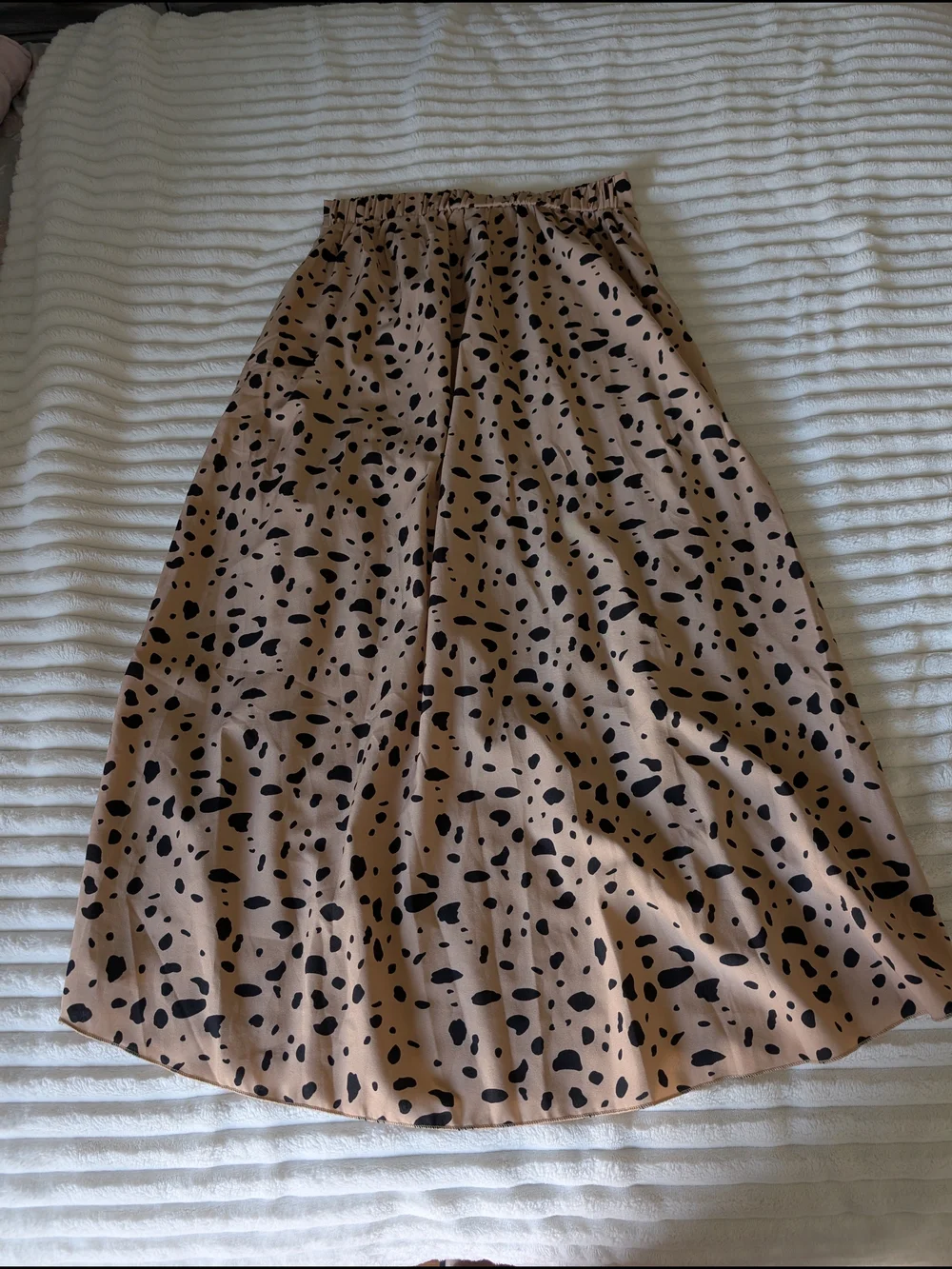 Leopard Print Midi Skirt in Beige